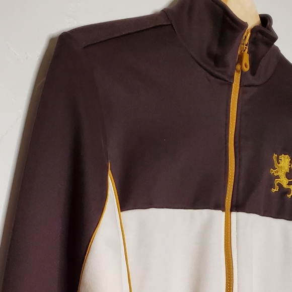 Brown and Bone Athletic Scene Zipped Light Sport Jacket with Ribbed Cuffs - Picture 9 of 11